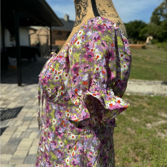 NWOT o.p.t Anthropologie Floral Boho Midi Dress with Slit Purple Size Medium - Picture 7 of 13